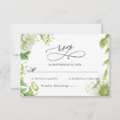 Carte RSVP de mariage vert moderne (Devant)