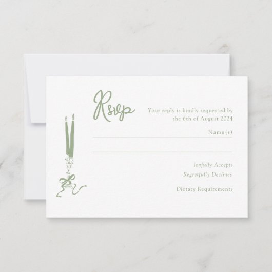 Carte RSVP de mariage vert Sage moderne (Devant)