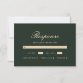Carte RSVP de mariage vert simple et élégante (Devant)