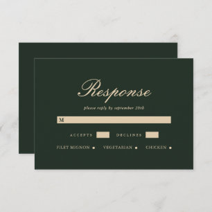 Carte RSVP de mariage vert simple et élégante