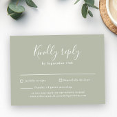 Carte RSVP de mariage verte de taille de script mi