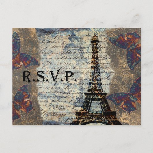 Carte rsvp de mariage vintage (Devant)