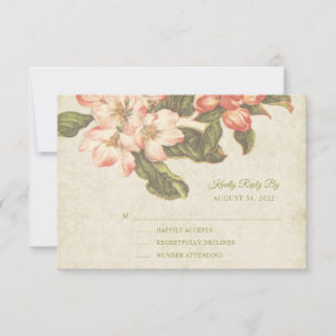 Carte RSVP de mariage vintage Apple Blossom