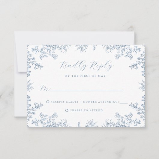 Carte RSVP de mariage Vintage bleu (Devant)
