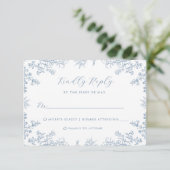 Carte RSVP de mariage Vintage bleu (Debout devant)