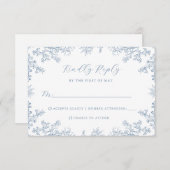 Carte RSVP de mariage Vintage bleu (Devant / Derrière)
