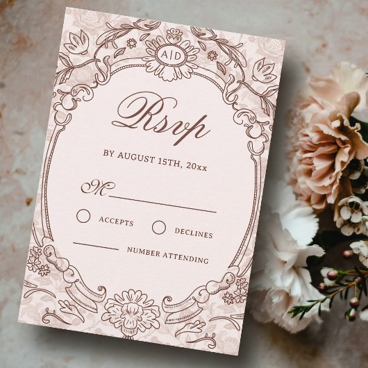 Carte RSVP de mariage Vintage classique