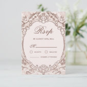 Carte RSVP de mariage Vintage classique (Debout devant)