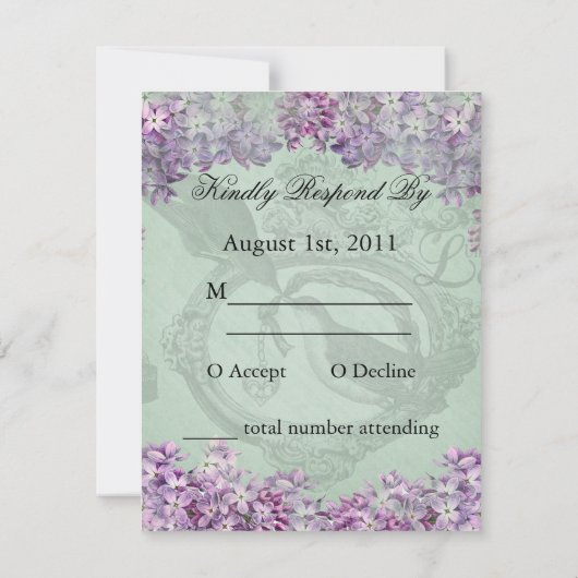 Carte RSVP de mariage vintage Lilacs (Dos)