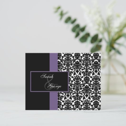 carte rsvp de mariage violet (Debout devant)