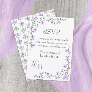 Carte RSVP de mariage violet clair