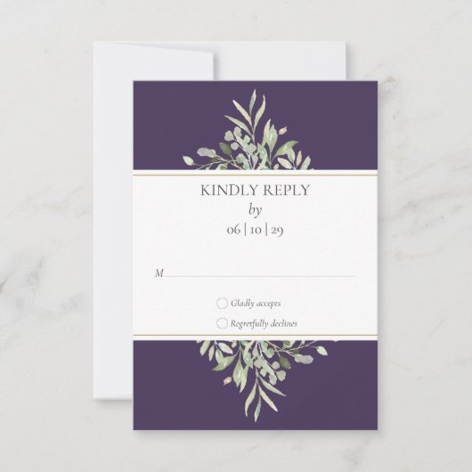 Carte RSVP de mariage violet écologique (Devant)