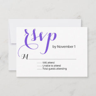 Carte RSVP de mariage violet moderne