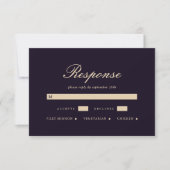 Carte RSVP de mariage violet profond simple et élé (Devant)
