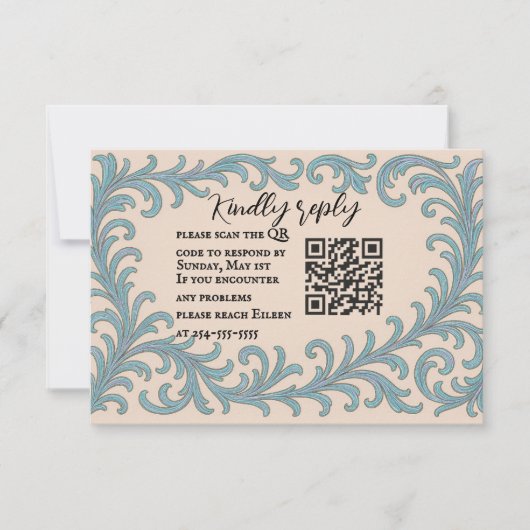 Carte RSVP de mariage Vow QR Code Iridescente (Devant)