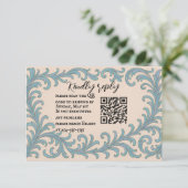 Carte RSVP de mariage Vow QR Code Iridescente (Debout devant)