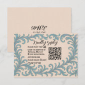 Carte RSVP de mariage Vow QR Code Iridescente (Devant / Derrière)