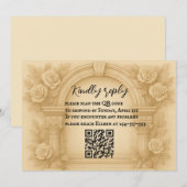 Carte RSVP de mariage Vow QR sculptée (Devant / Derrière)