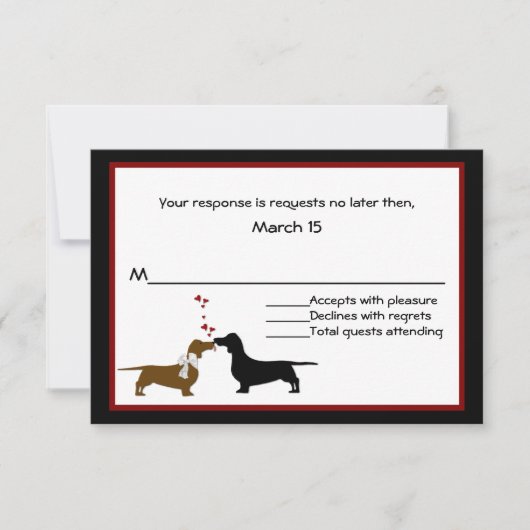 Carte RSVP de mariage Whimsical Dachshunds (Devant)