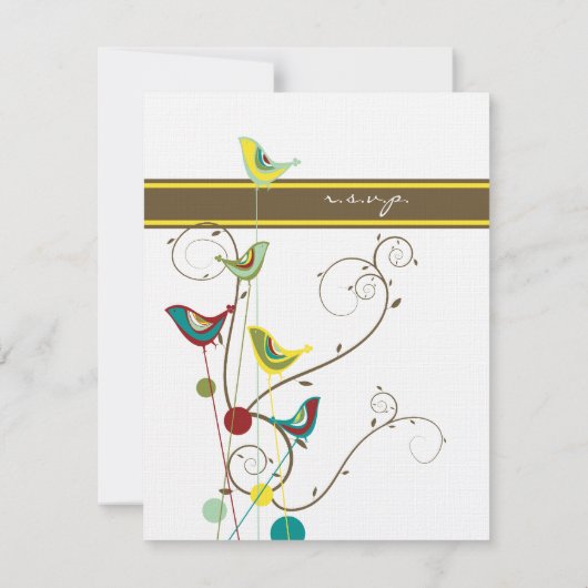 Carte RSVP de mariage Whimsical Summer Birds & Swi (Dos)