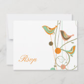 Carte RSVP de mariage Whimsical Summer Birds & Swi (Dos)