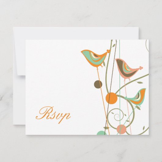 Carte RSVP de mariage Whimsical Summer Birds & Swi (Dos)