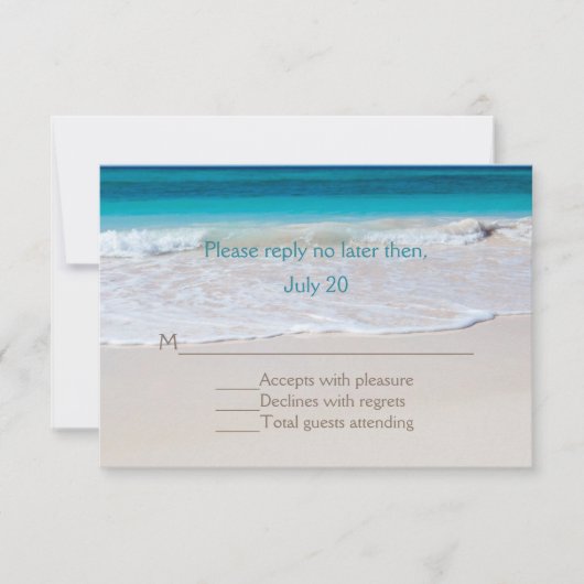 Carte RSVP de mariage White Beach (Devant)