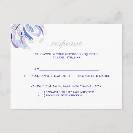 Carte RSVP de menu Mariage floral simple (Devant)