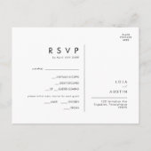 Carte RSVP de menu minimaliste moderne (Dos)