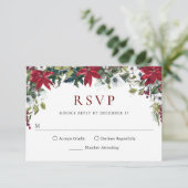 Carte RSVP de Noël Florale Poinsettia rouge (Debout devant)