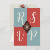 Carte RSVP de Noël Géométrique Retro Mod (Devant / Derrière)
