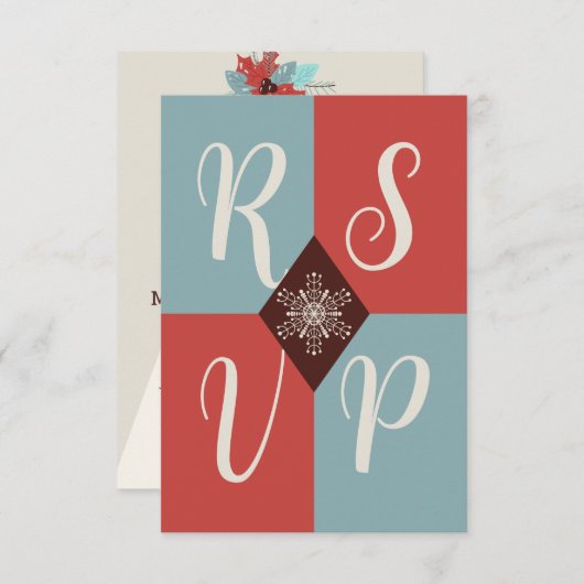 Carte RSVP de Noël Géométrique Retro Mod (Devant / Derrière)