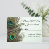 Carte RSVP de plume de paon (Debout devant)