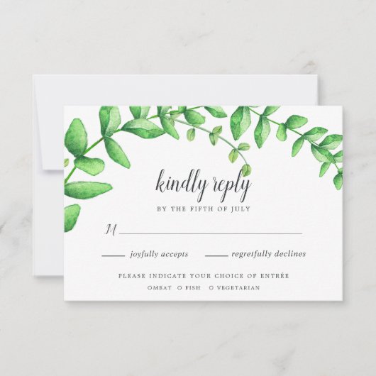 Carte RSVP de remplissage d'aquarelle (Devant)