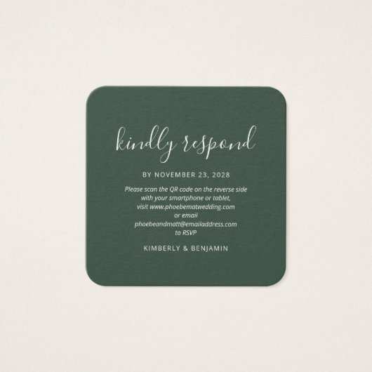 Carte RSVP de réponse du Mariage de code QR élégan (Devant)