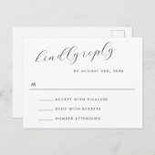 Carte RSVP de réponse du Mariage de script de répo (Devant / Derrière)