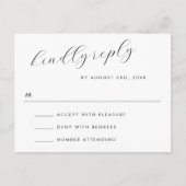 Carte RSVP de réponse du Mariage de script de répo (Devant)