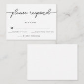 Carte RSVP de réponse du Mariage de script élégant (Devant / Derrière)