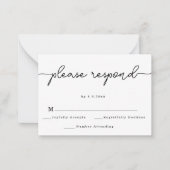 Carte RSVP de réponse du Mariage de script élégant (Devant)