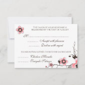 Carte RSVP de réponse en fleurs de cerisier rose e (Devant)