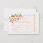 Carte RSVP de réponse Mariage floral à ressort (Devant)
