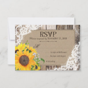 Carte RSVP de tournesol rustique
