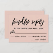 Carte RSVP décontractée écriture rose pâle de mari (Devant / Derrière)