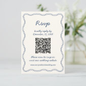 Carte RSVP d'écriture manuscrite bleu rétro (Debout devant)