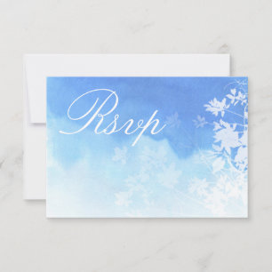 Carte RSVP Delicate Blue Watercolor Foliage