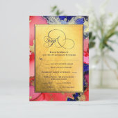 Carte RSVP Deluxe Gold Abstrait Ink Art Wedding (Debout devant)