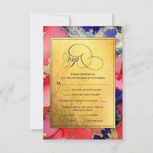 Carte RSVP Deluxe Gold Abstrait Ink Art Wedding