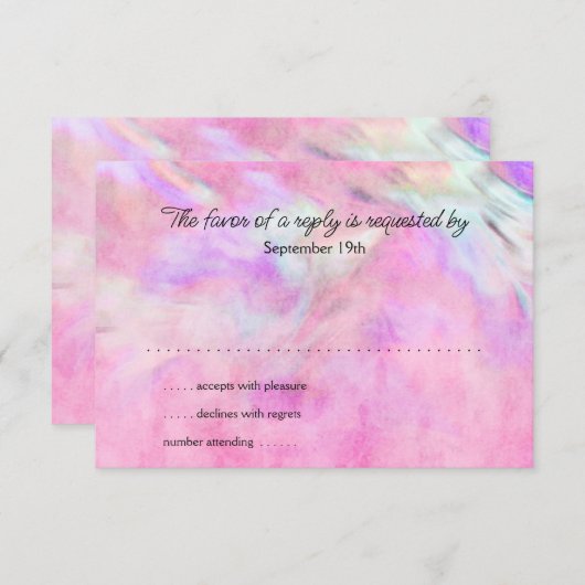 Carte RSVP Design de teinture à carreaux rose chau (Devant / Derrière)