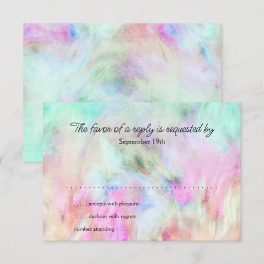 Carte RSVP Design Tie Dye Aqua (Devant / Derrière)