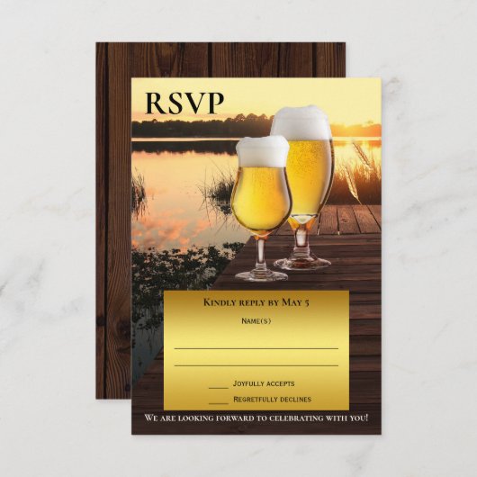 Carte RSVP d'été de la bière Sunset (Devant / Derrière)